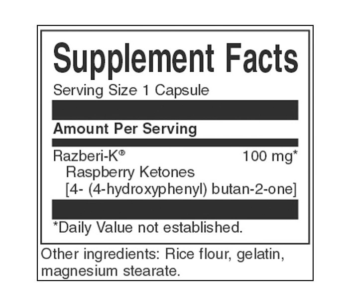 Swanson Razberi-K /Raspberry Ketones/ 100 mg / 60 capsules-factsheets