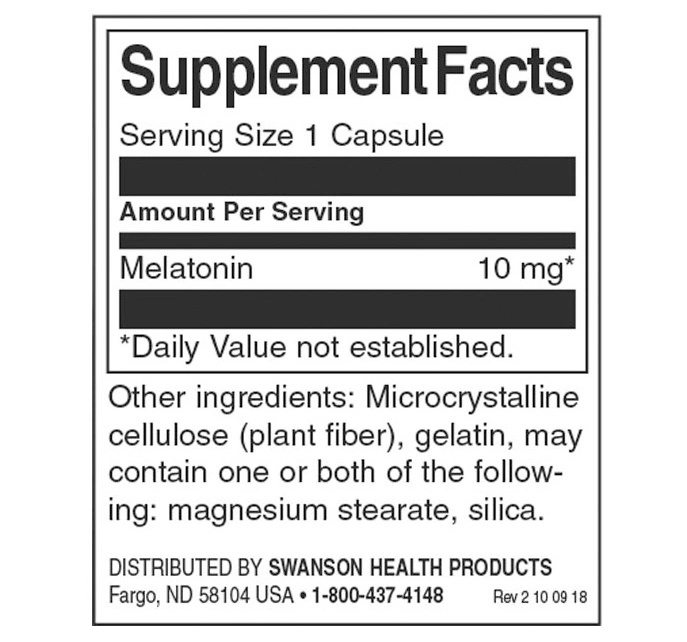 Swanson Triple Strength Melatonin 10 mg / 60 capsules-factsheets