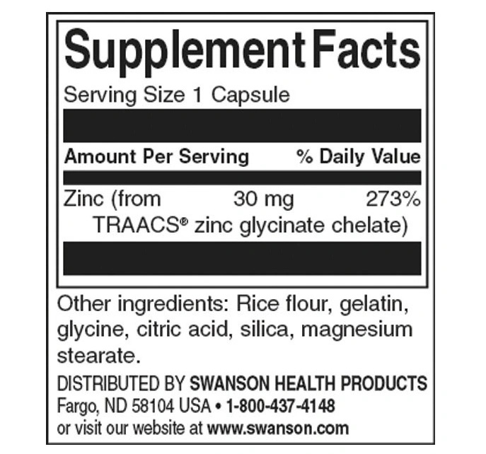 Swanson Chelated Zinc 30mg-factsheets