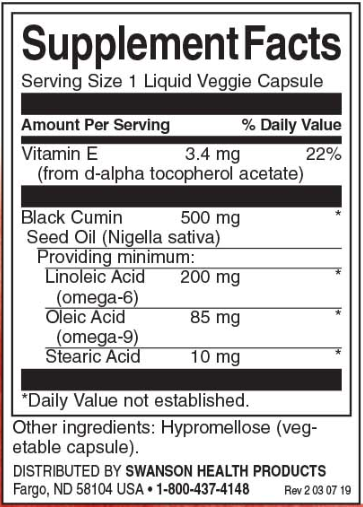 Swanson Black Cumin Seed Oil 500 mg-factsheets