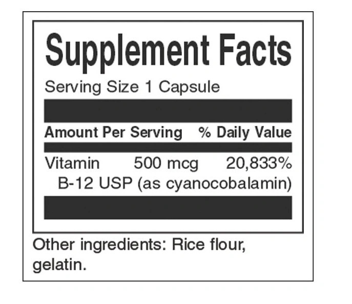 Swanson Vitamin B-12 500 mcg-factsheets