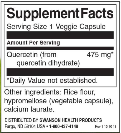 Swanson Quercetin - High Potency 475 mg-factsheets