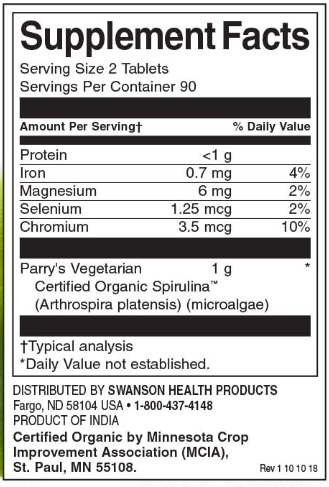 Swanson 100% Certified Organic Spirulina 500 mg-factsheets