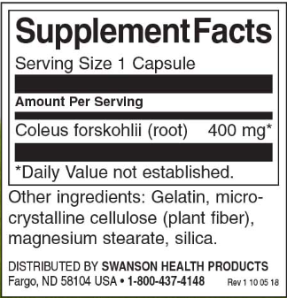Swanson Coleus Forskohlii 400 mg-factsheets