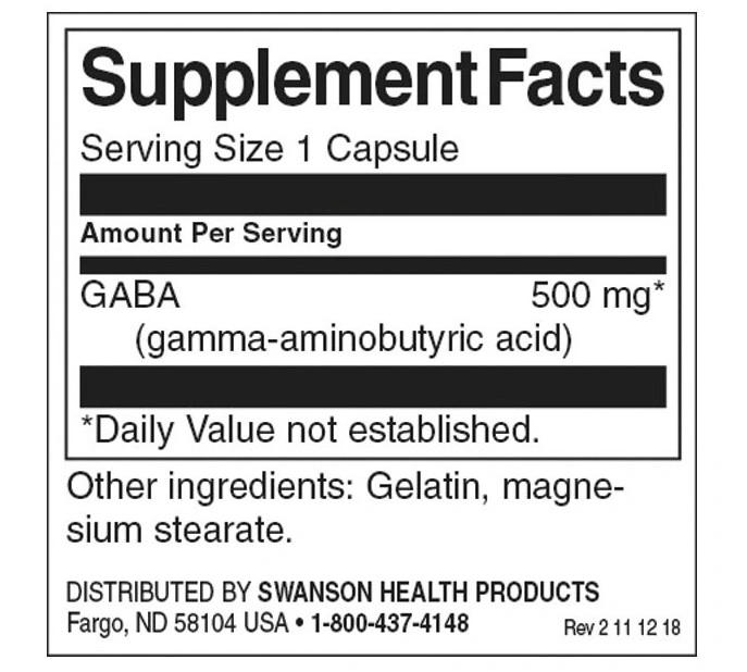 Swanson GABA 500 mg-factsheets