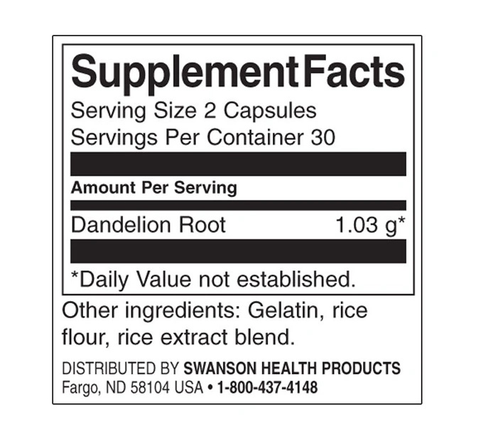 Swanson Dandelion Root-factsheets