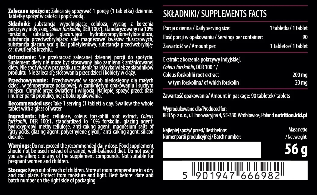 KFD Nutrition Forskolin-factsheets