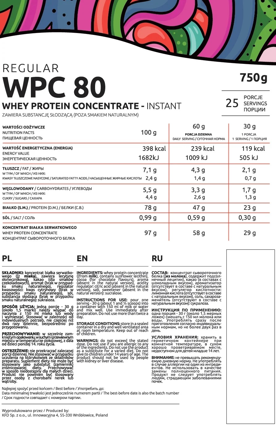 KFD Nutrition Regular WPC 80-factsheets