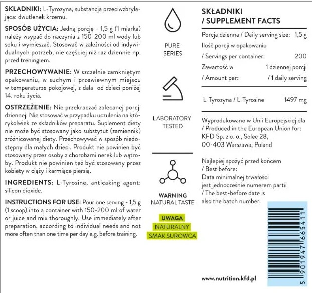 KFD Nutrition Pure Tyrosine-factsheets