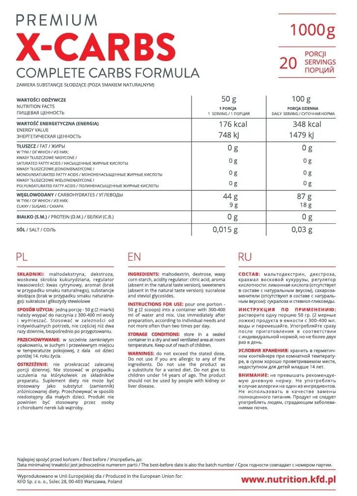 KFD Nutrition Premium X-Carbs-factsheets