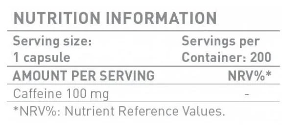 Battery Nutrition Caffeine 100mg-factsheets