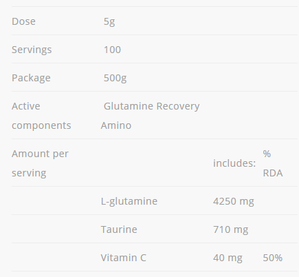 Allnutrition Glutamine Recovery Amino-factsheets