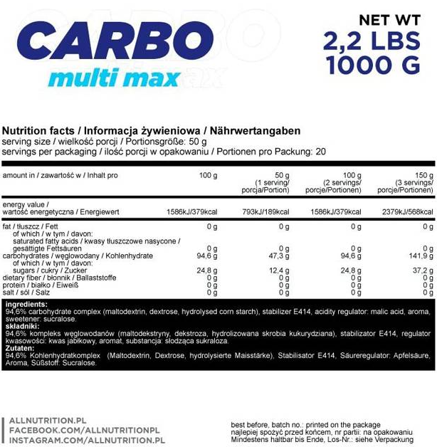 Allnutrition Carbo Multi Max-factsheets