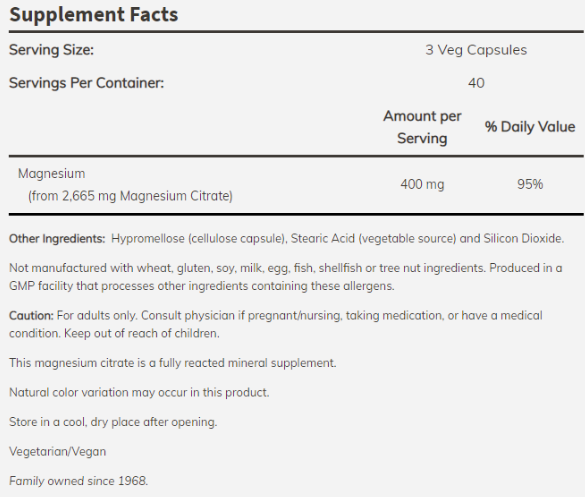 NOW Magnesium Citrate-factsheets