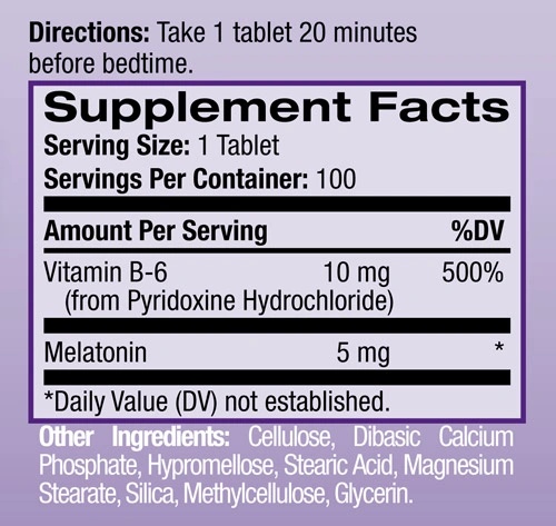 Natrol Melatonin Time Release 5 mg / 100 tablets-factsheets