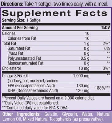 Natrol Omega-3 Fish Oil 1000 mg / 90 gel capsules-factsheets