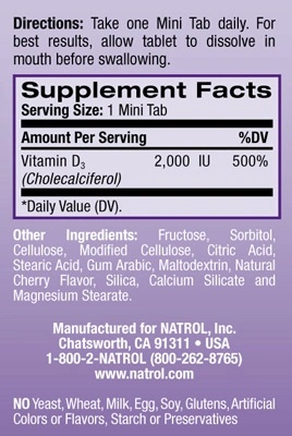 Natrol Vitamin D3 2.000 IU / Fast Dissolve /-factsheets