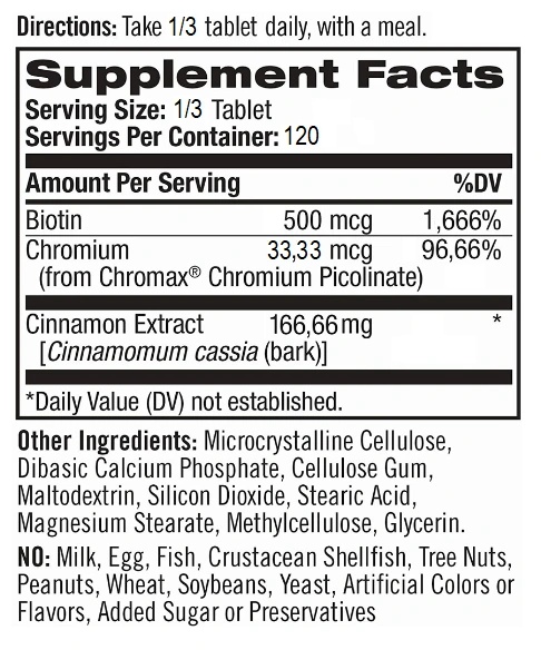Natrol Cinnamon Biotin Chromium-factsheets