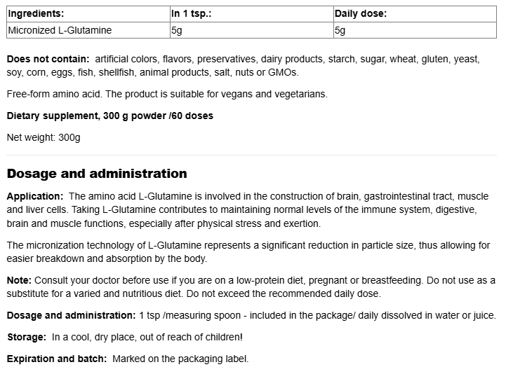 Natural Factors Micronized L-Glutamine Powder-factsheets
