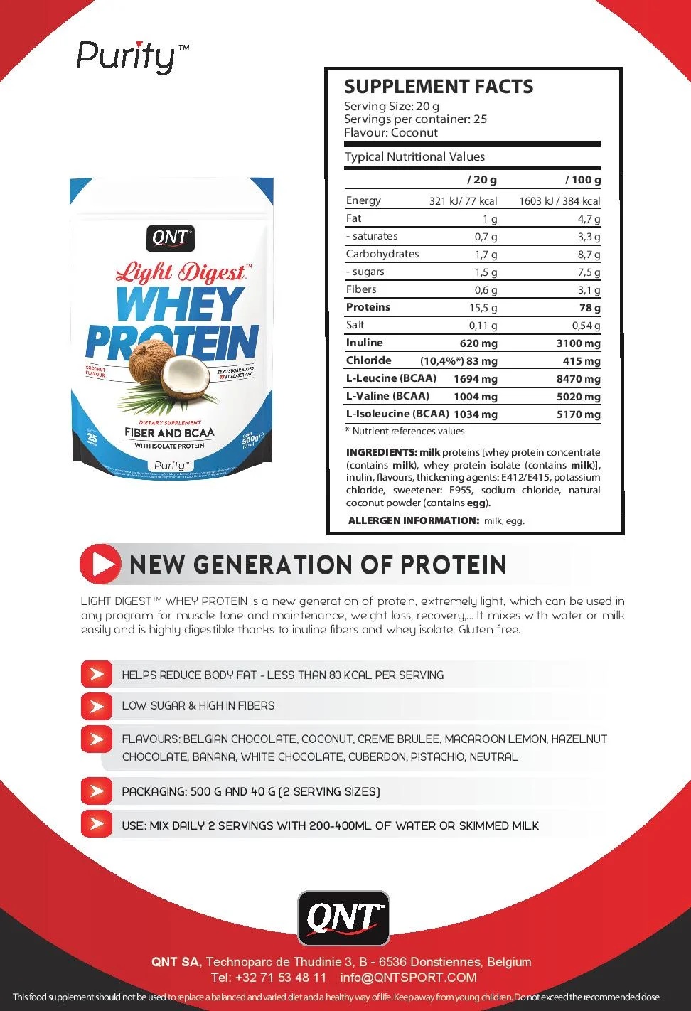 QNT Sport Nutrition Light Digest Whey Protein-factsheets