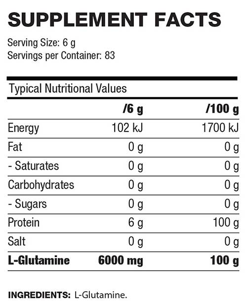 QNT Sport Nutrition L-Glutamine 6000 500 g-factsheets