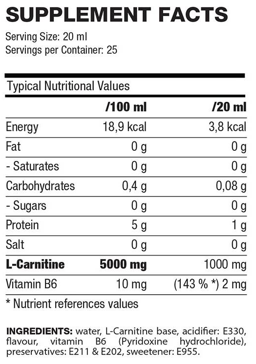 QNT Sport Nutrition L-Carnitine Liquid 500 ml-factsheets