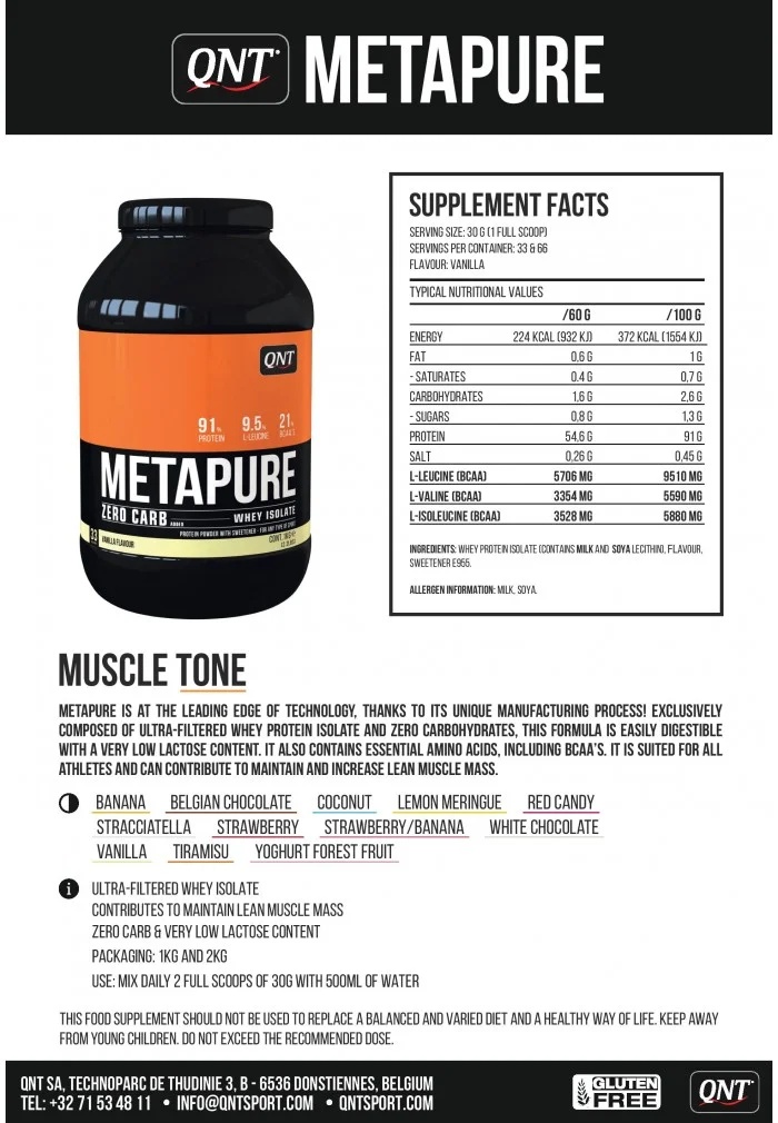 QNT Sport Nutrition Metapure Zero Carb 480 g-factsheets