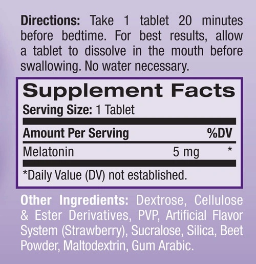 Natrol Melatonin 5 mg fast dissolving /Strawberry/ 90 tablets-factsheets