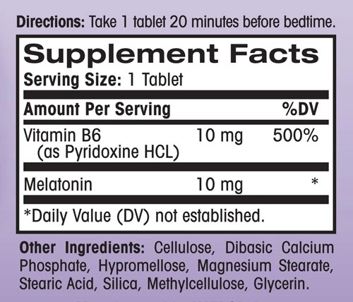 Natrol Advanced Sleep Melatonin 10 mg / 60 tablets-factsheets