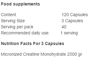 Muscletech Platinum Pure Creatine 2500 120 capsules-factsheets