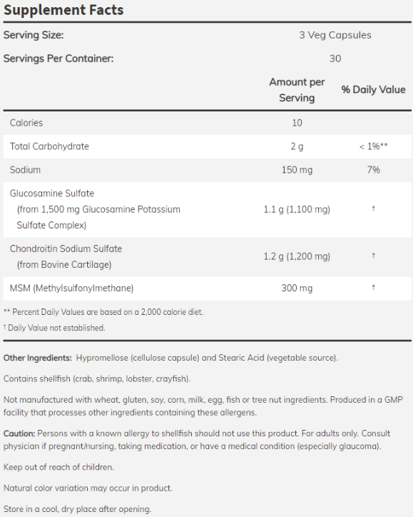 NOW Glucosamine & Chondroitin with MSM-factsheets