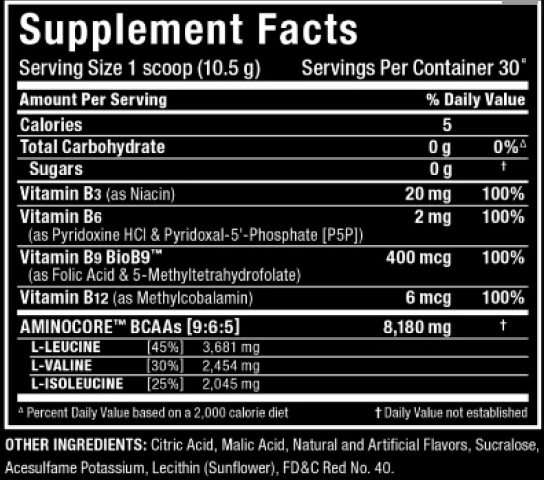 Allmax nutrition Aminocore BCAA 945 g - 90 doses-factsheets