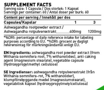 SWEDISH Supplements Ashwagandha Extract 400 mg-factsheets