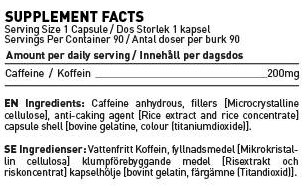 SWEDISH Supplements Caffeine 200 mg / 90 capsules-factsheets