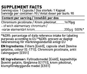 SWEDISH Supplements Chromium-factsheets
