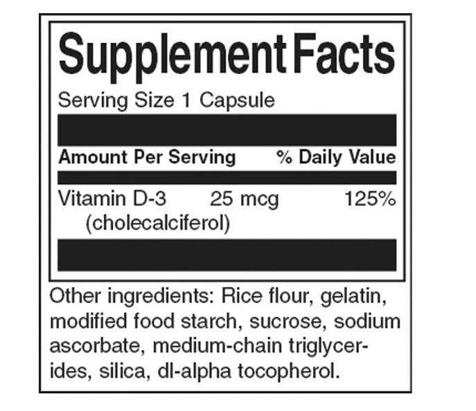 Swanson Vitamin D3 1000 IU 30 capsules-factsheets
