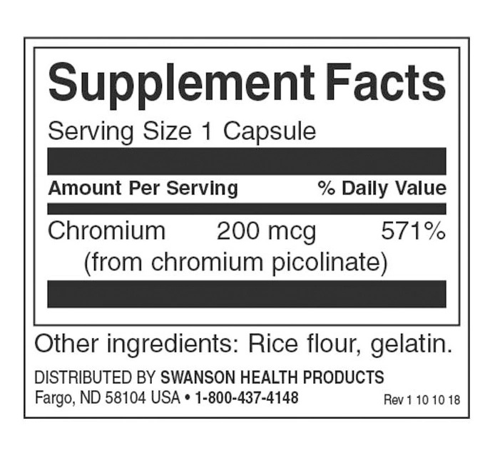 Swanson Chromium Picolinate 200mg-factsheets