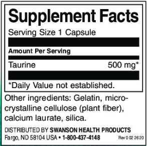 Swanson Taurine 500 mg-factsheets