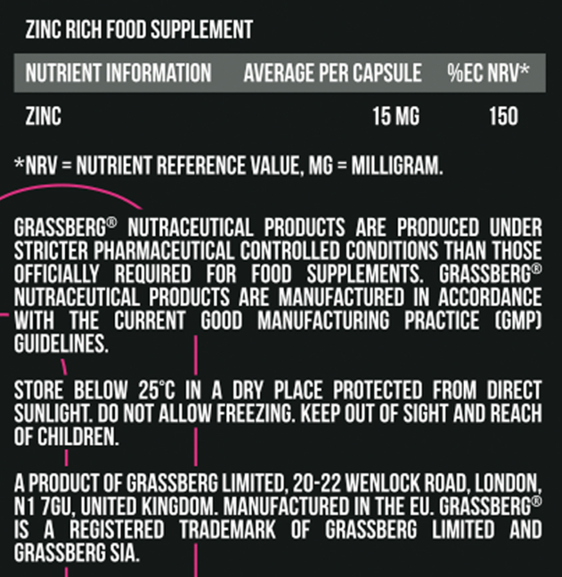 Grassberg Zinc Picolinate 15 mg-factsheets