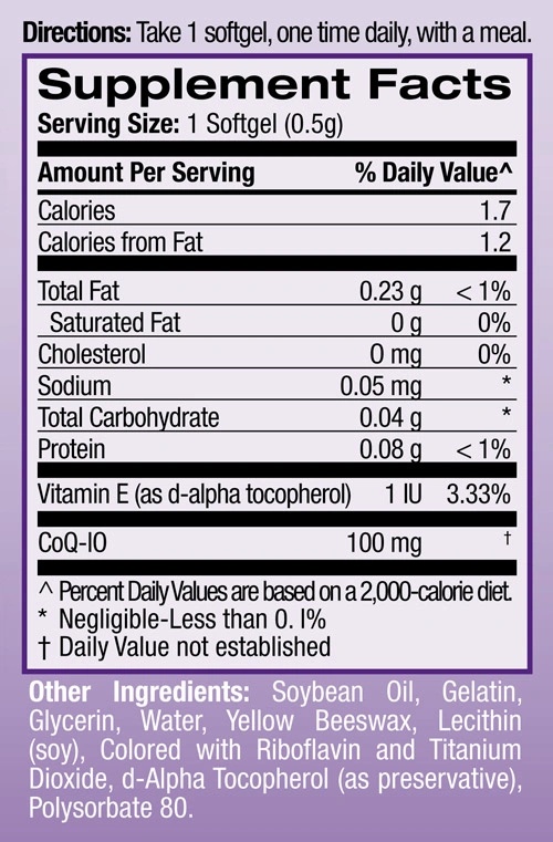 Natrol CoQ-10 100mg-factsheets