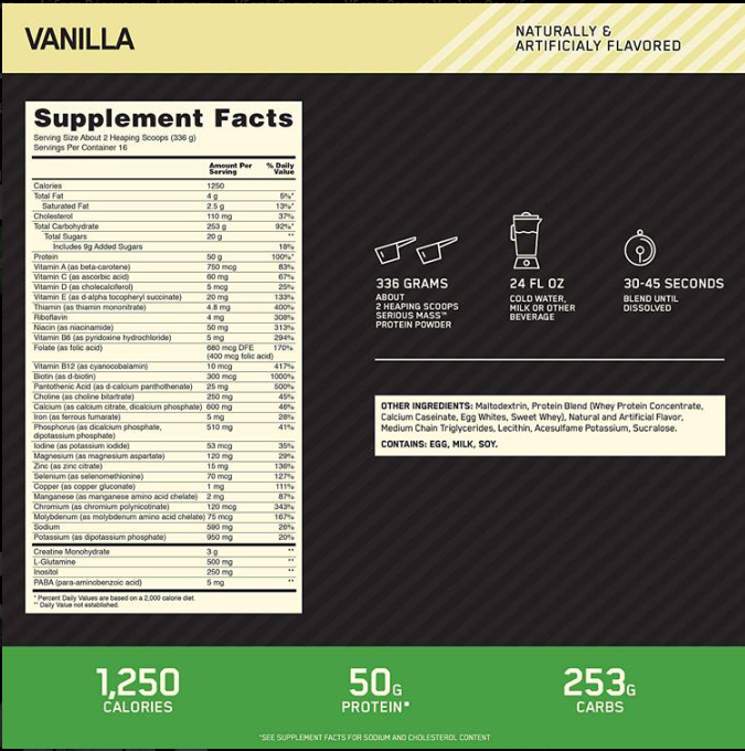 Optimum Nutrition Serious Mass-factsheets