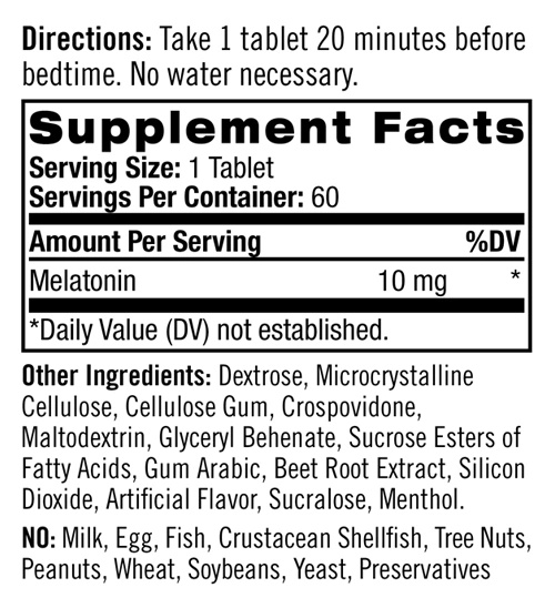 Natrol Melatonin Fast Dissolve 10 mg / 60 tablets-factsheets