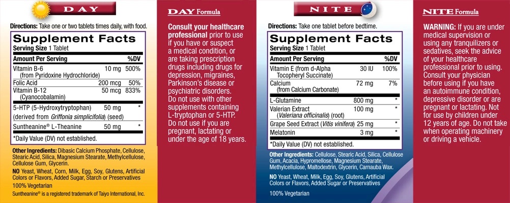 Natrol Stress & Anxiety 10+10 tablets-factsheets