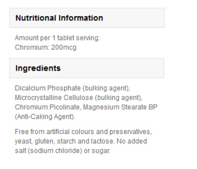 MyProtein Chromium Picolinate 200 mg / 180 tablets-factsheets