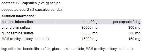 Weider Glucosamine Chondroitin Plus MSM-factsheets