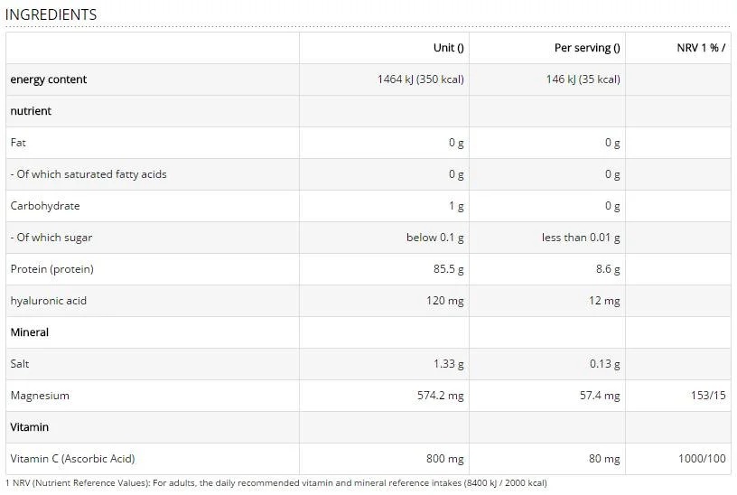 Weider Collagen with hyaluronic acid and magnesium-factsheets