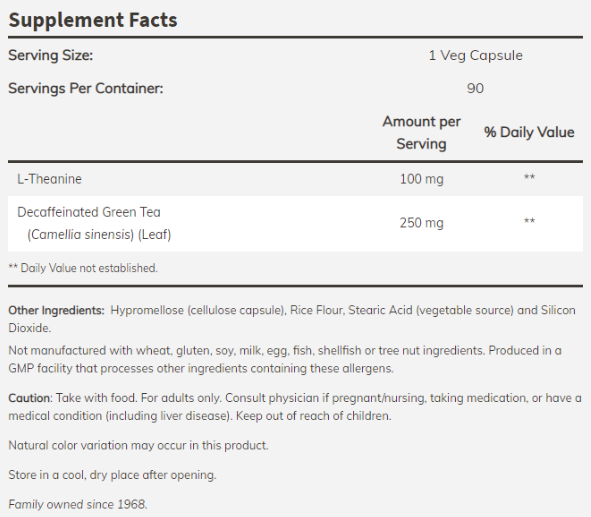 NOW L-Theanine 100mg-factsheets