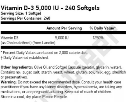 NOW Vitamin D-3 5000 IU-factsheets