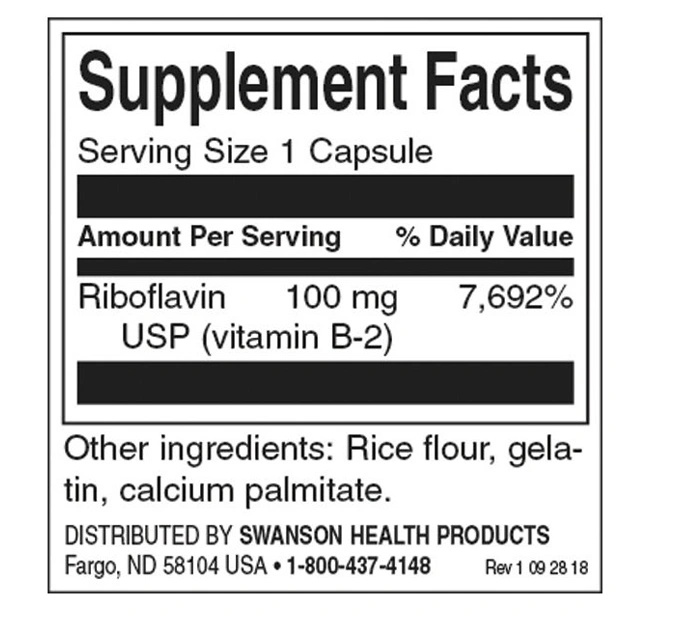 Swanson Vitamin B-2 / Riboflavin 100 mg-factsheets
