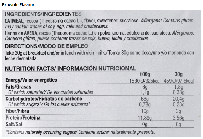 Quamtrax NUTRITION Instant Oatmeal-factsheets